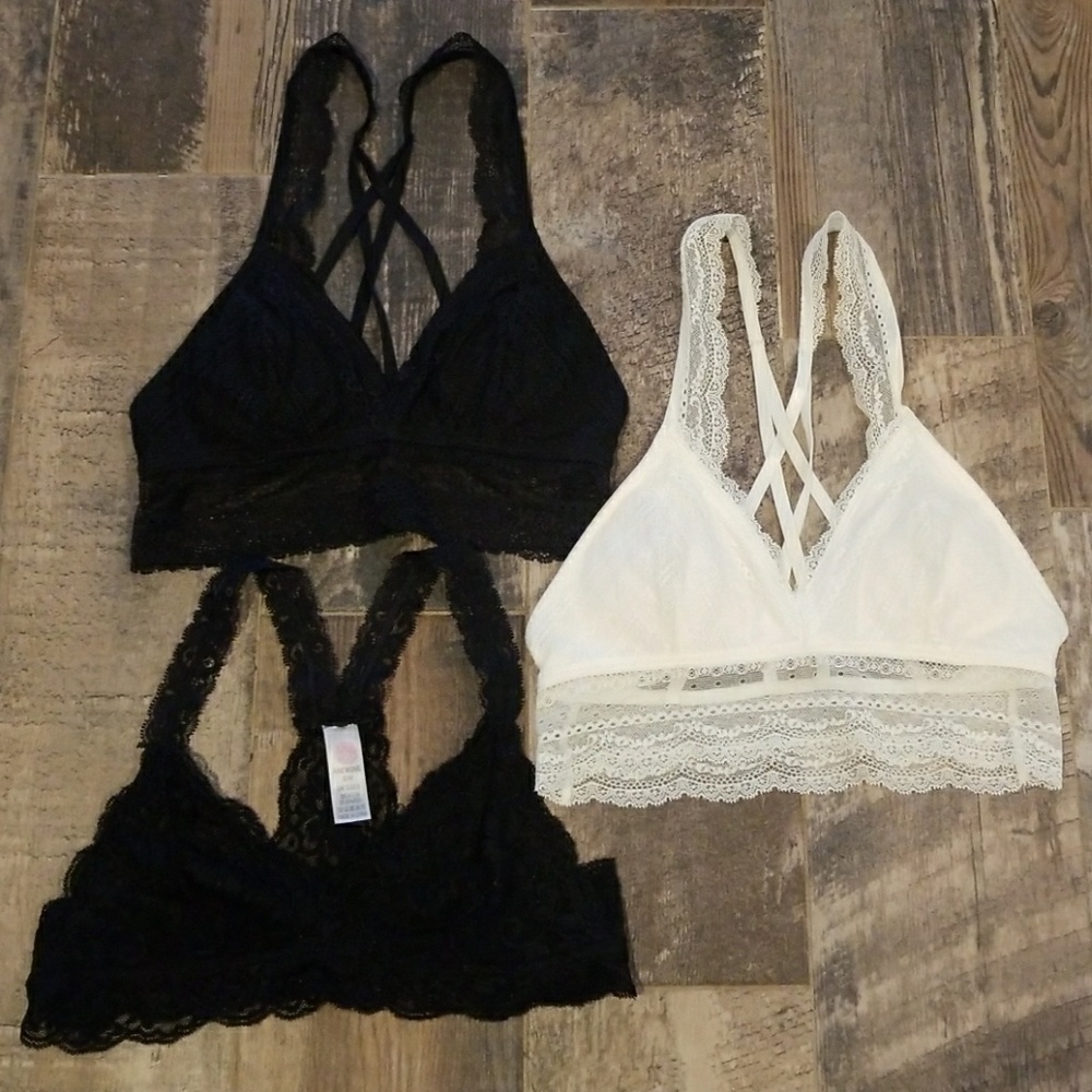Bralette Bundle of 3 Size Sm-Sm/Med Black & White